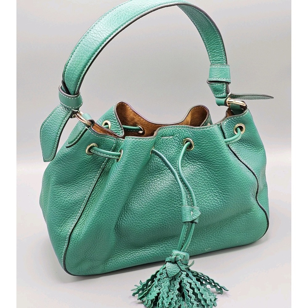 Coach Pebble Leather Drawstring Bucket Bag C5671 Dark Turquoise Tassel 2012